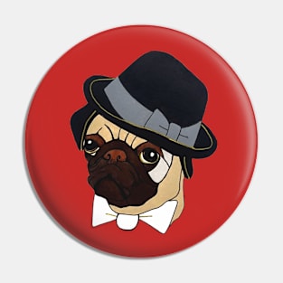 Pug with a Red Homburg Pin