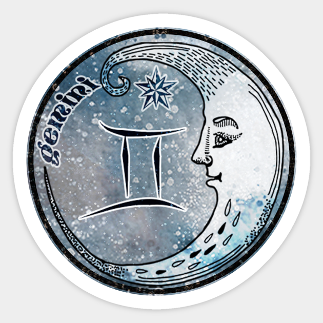 Gemini Moon Sign Astrology Zodiac Symbol Stars and Crescent Moon