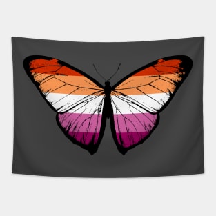 Vintage Lesbian Pride Flag Butterfly Moth Support Lesbian LGBTQ Pride Flag Tapestry