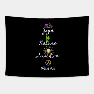 Yoga, Nature, Sunshine, Peace (white font) Tapestry