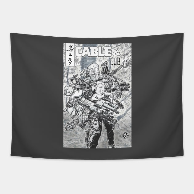 Cable and Cub Tapestry by Rudeman