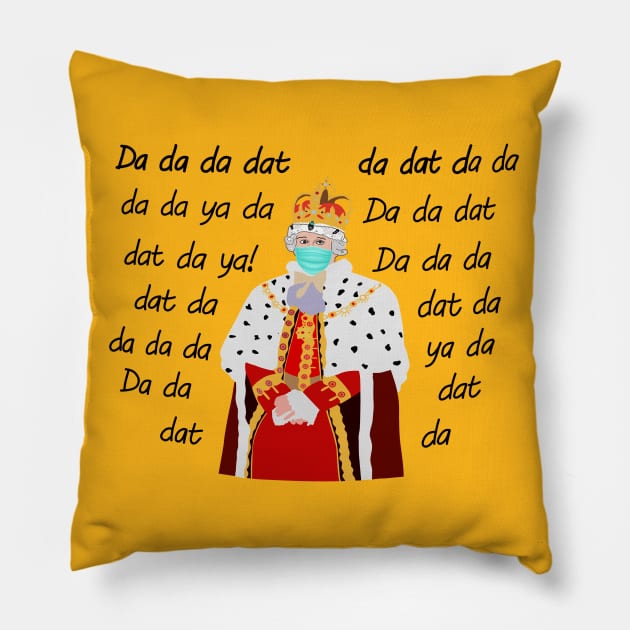 Funny Alexander Hamilton King George Da Da Da Dat Da Pillow by sandimarshel