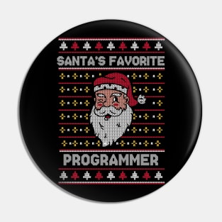 Santa's Favorite Programmer // Funny Ugly Christmas Sweater // Programmer Holiday Xmas Pin