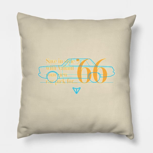 1966 Valiant (2-Door Sedan) - Save in Style! Pillow by jepegdesign