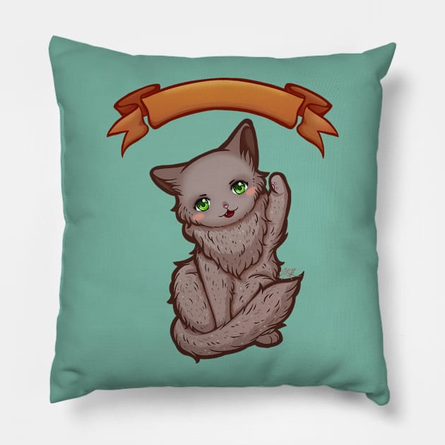 Kitty Final Boss Illustration Pillow by zarya_kiqo