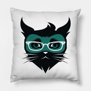 Flat style cat in eyeglasses Pillow
