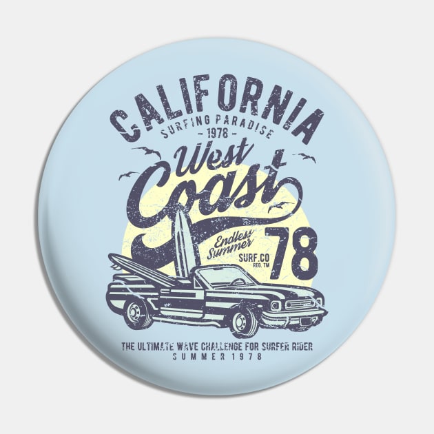 California Surfing Paradise West Coast Endless Summer Pin by JakeRhodes