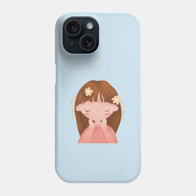 Cute little girl with yellow flowers Phone Case by JakoRila