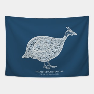 Helmeted Guineafowl with Common and Latin Names - bird design Tapestry