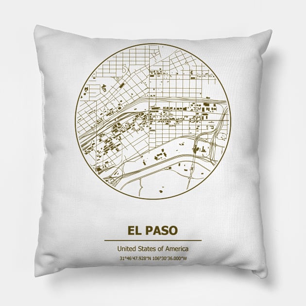 El Paso city map coordinates Pillow by SerenityByAlex