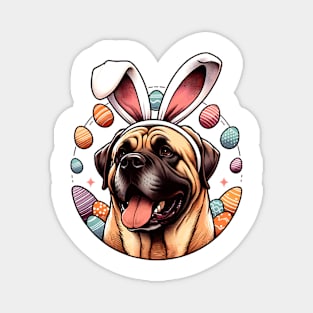 Boerboel Enjoys Easter Festivities with Bunny Ears Magnet