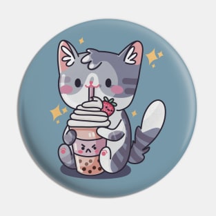 Boba Cat - Kawaii Cat sipping Bubble Tea Pin