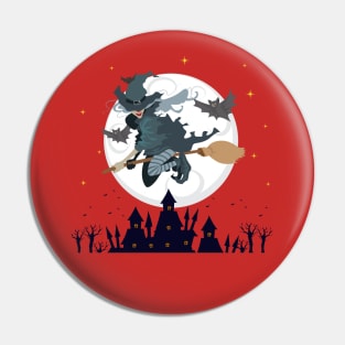 Scary Witch Moon Pin