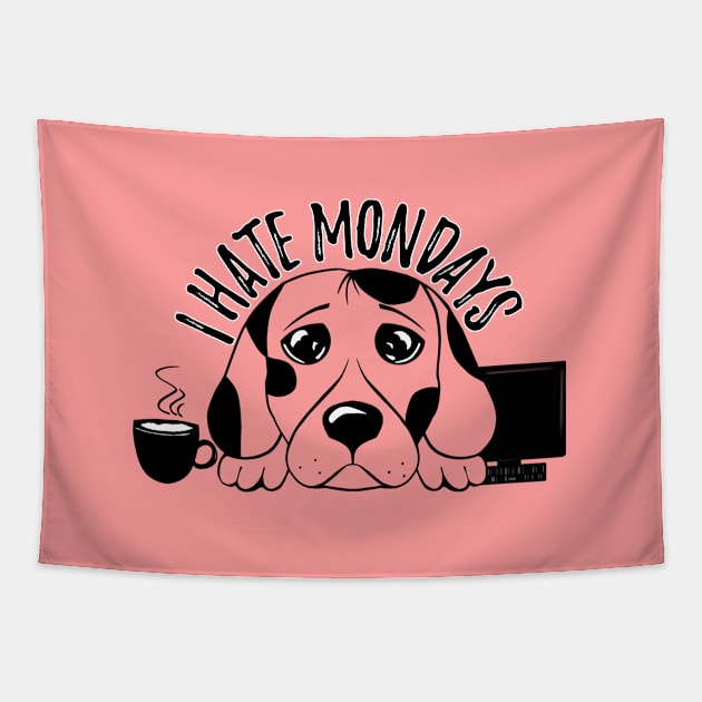 Monday morning - Exhausted dog - Monday coffee Tapestry by Saishaadesigns