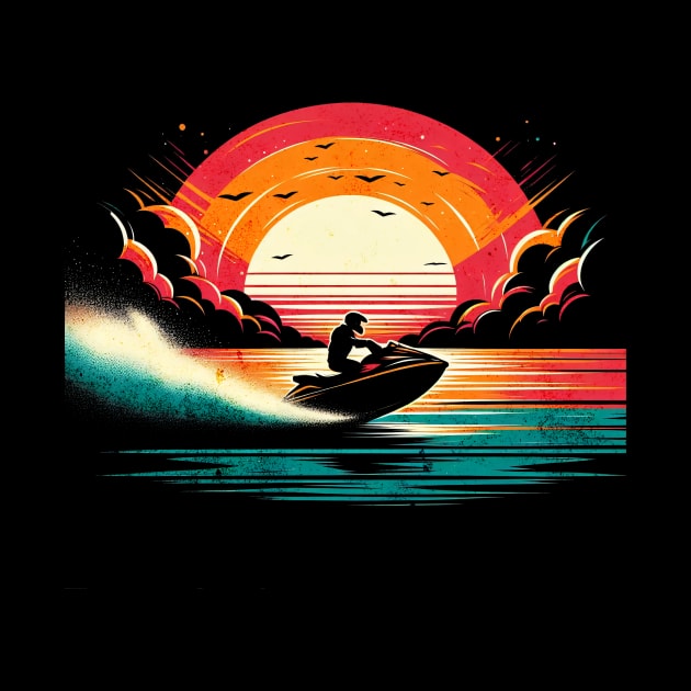 Vintage Jetski Sunset Design by Miami Neon Designs