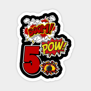 Superhero 5th Birthday gift 5 Years Old Comic Lover Tee Magnet