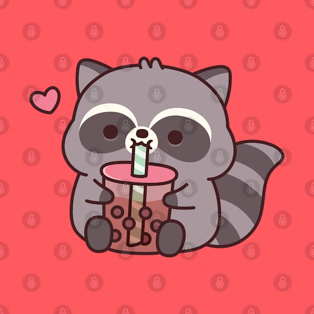 Cute Chubby Raccoon Loves Bubble Tea by rustydoodle