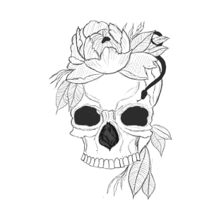 Skull with flower, leaves and snake T-Shirt