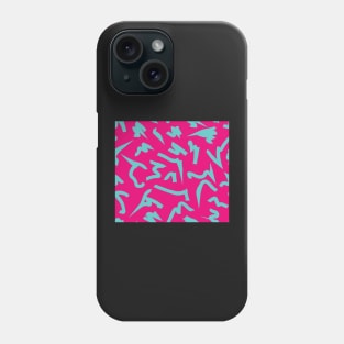 Dopamine Hot Pink and Teal Blue Bright Retro 80's Eighties Abstract Scribble Phone Case