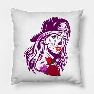 Cool girl's face Pillow