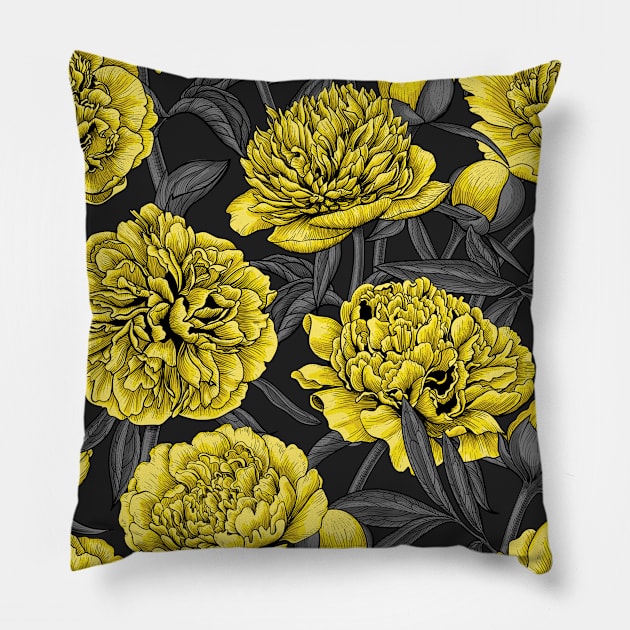 Yellow peony garden Pillow by katerinamk