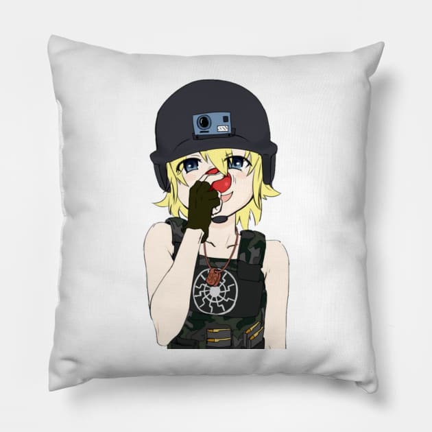 Brenton Tarrant Anime Girl design Pillow by dawnslayer