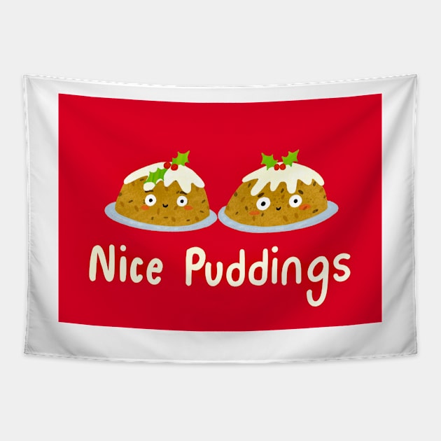 Nice puddings, cute Christmas pudding illustration. Tapestry by DoodlerLoodles