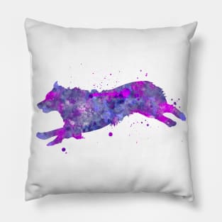 Running Australian Shepherd Dog Watercolor Painting Pillow