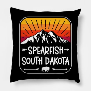 Spearfish South Dakota Vintage Mountain Sunset Pillow