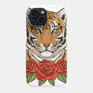 Siberian Tiger with roses Phone Case