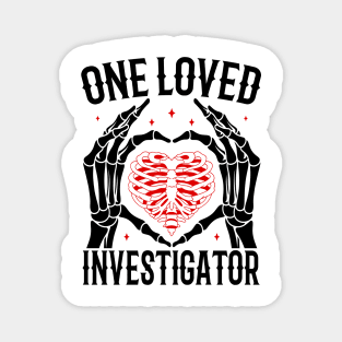 Funny Skeleton Heart Hands, One Loved Investigator Valentines Day Gift Magnet