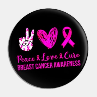Peace Love Cure Hippie Pink Ribbon Pin