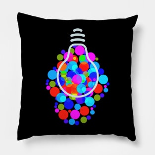 Colorful Light Bulb with Vibrant Baubles Pillow