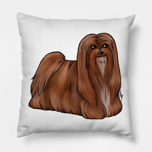 Dog - Lhasa Apso - Red Pillow