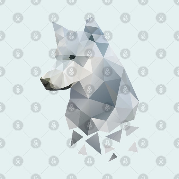 Dramabite Low-poly polygon grey wolf geometric minimal illustration by dramabite