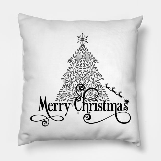 Black and White Christmas Tree design Pillow by TextureMerch