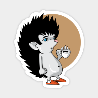 hedgehog drinks coffee Magnet