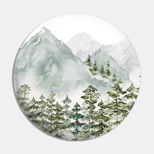 Pinery and Mountains Watercolor Pin