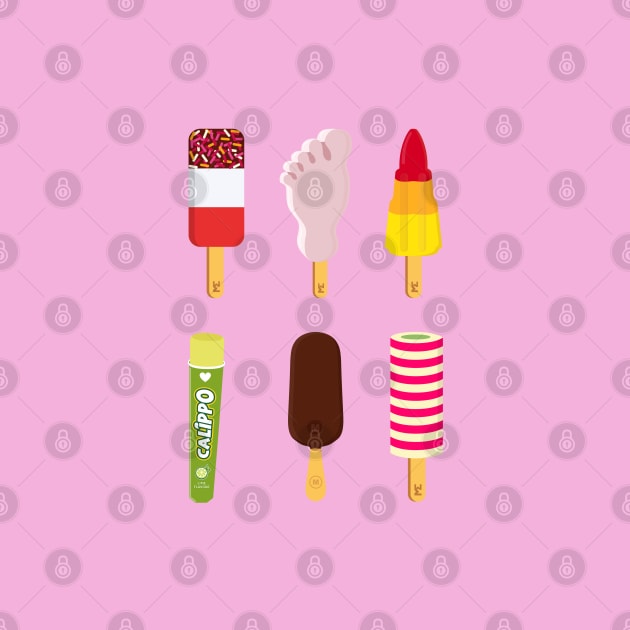 Mix of Ice lollies pastel pink background by MickeyEdwards