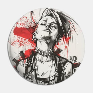 Black Ink Punk Woman Pin