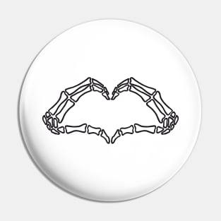 Heart skeleton hand sign Pin