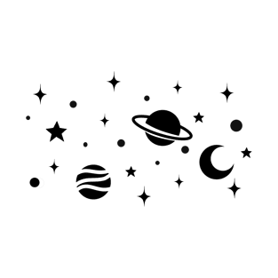 Flat design of planets and star dust T-Shirt