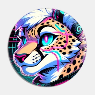 Cyberpunk Neon Furry Anthro Cheetah Pin