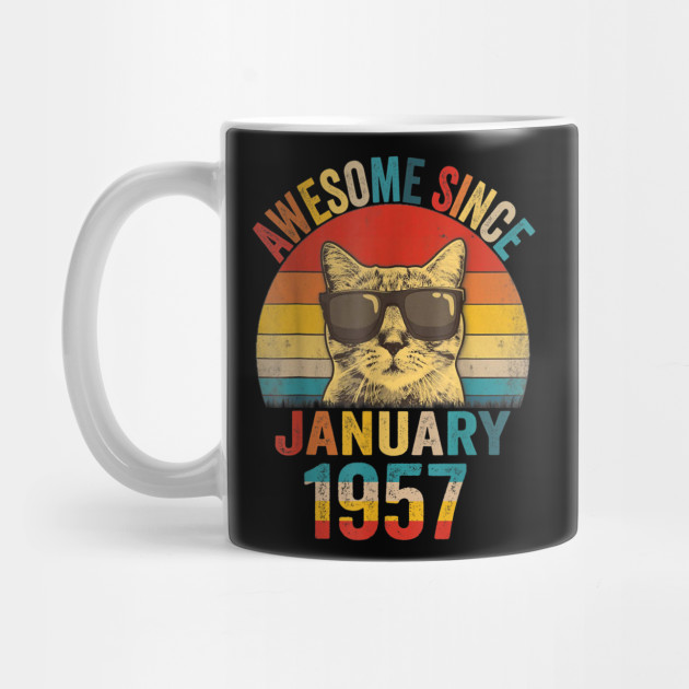Awesome Since January 1957 63th Birthday Gift Cat Lover Funny