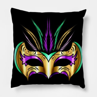 Yellow golden Mask For Mardi Gras Pillow