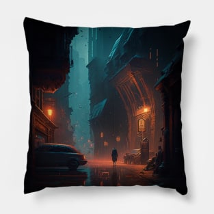 Cyberpunk city Pillow