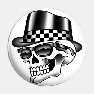 American Traditional Checkered Skull Pin