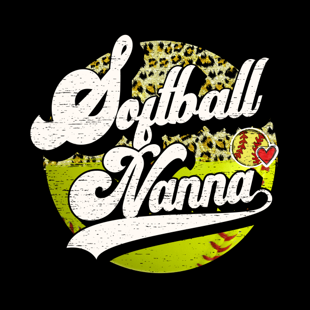 Softball Nanna Vintage Leopard Softball Family Matching by Wonder man 