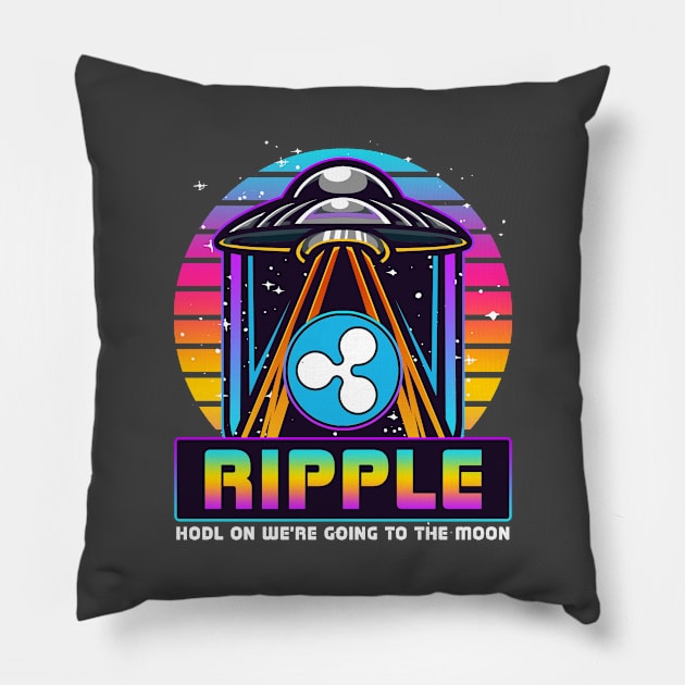 Ripple HODL On We are going to the Moon Funny Crypto Pillow by TheBeardComic