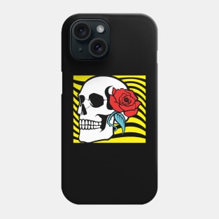 skull with rose flower Phone Case